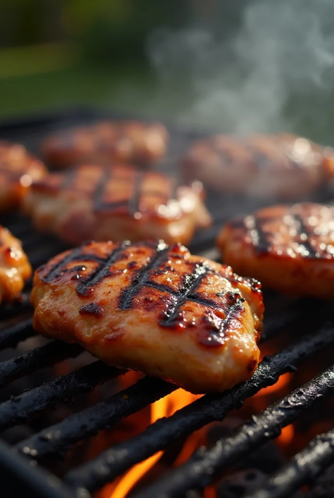 grilled cola chicken on open flame with glaze