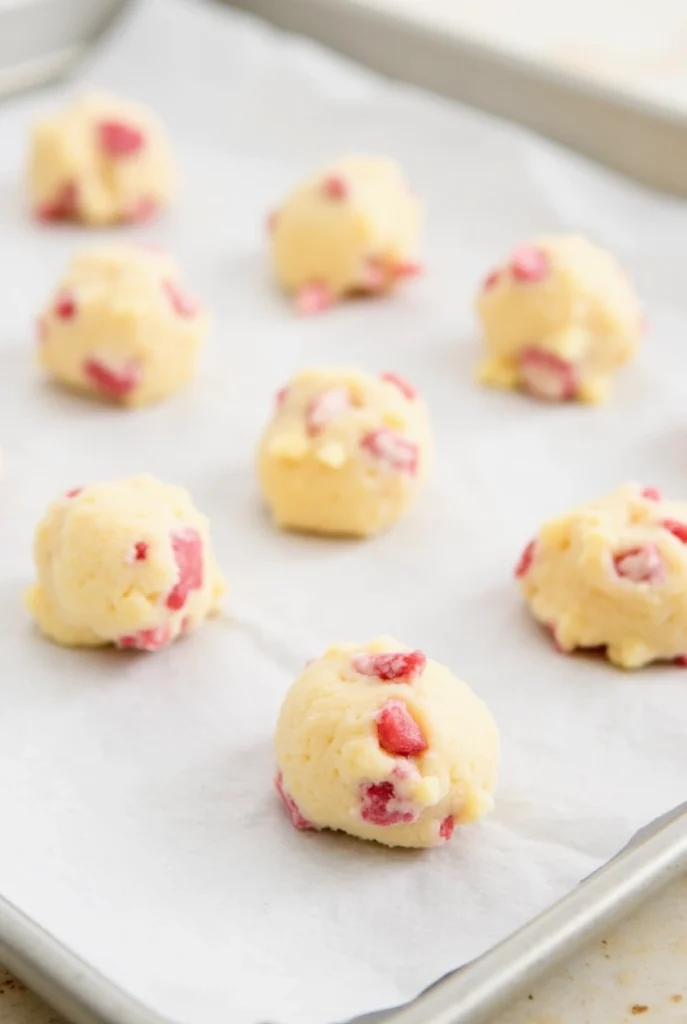 Cookie dough balls ready to bake